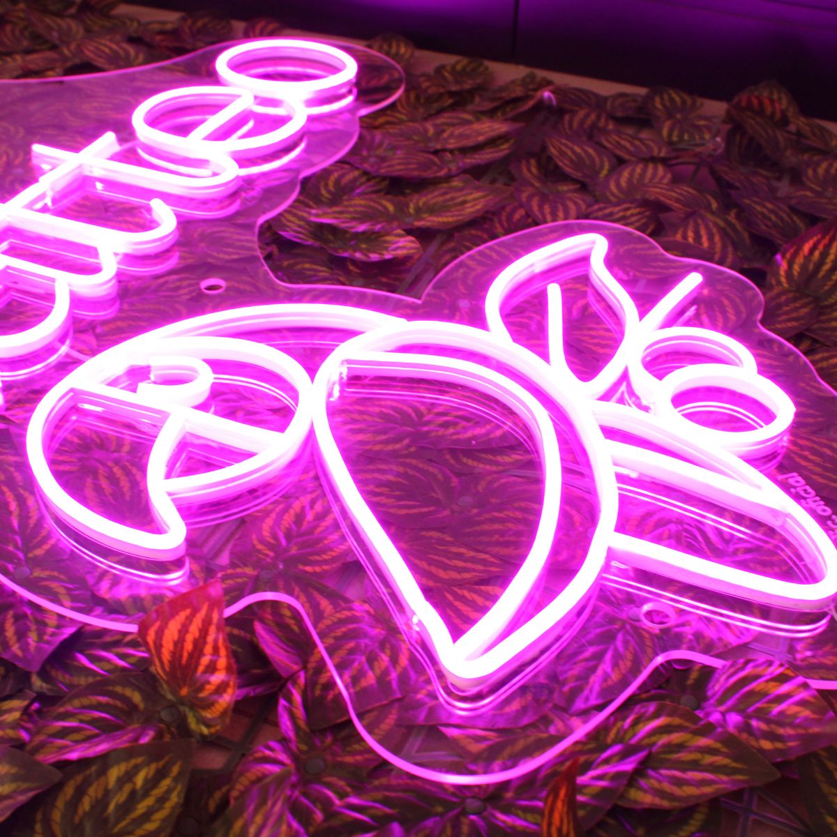Painel de neon e acrílico temático Acrilic